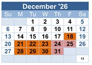 District School Academic Calendar for Fair Oaks Elementary for December 2026
