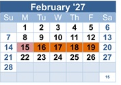 District School Academic Calendar for Fair Oaks Elementary for February 2027