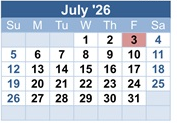District School Academic Calendar for Fair Oaks Elementary for July 2026