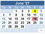 District School Academic Calendar for Fair Oaks Elementary for June 2027