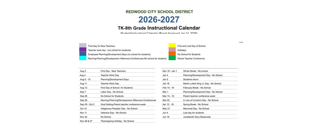 District School Academic Calendar Key for Fair Oaks Elementary