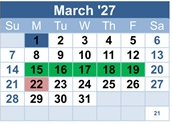 District School Academic Calendar for Fair Oaks Elementary for March 2027