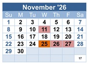 District School Academic Calendar for Fair Oaks Elementary for November 2026