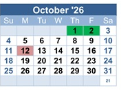 District School Academic Calendar for Fair Oaks Elementary for October 2026