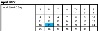District School Academic Calendar for Mountain View Middle for April 2027