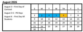 District School Academic Calendar for Mountain View Middle for August 2026