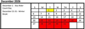 District School Academic Calendar for Mountain View Middle for December 2026
