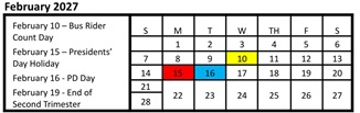 District School Academic Calendar for Mountain View Middle for February 2027