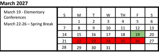 District School Academic Calendar for Mountain View Middle for March 2027