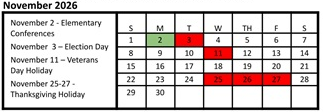 District School Academic Calendar for Mountain View Middle for November 2026