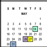 District School Academic Calendar for Riverside Unified Independent Study for May 2027