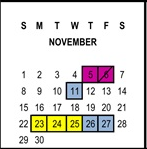District School Academic Calendar for Riverside Unified Independent Study for November 2026