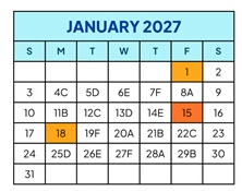 District School Academic Calendar for Bishop Elementary for January 2027