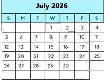 District School Academic Calendar for Bishop Elementary for July 2026