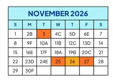 District School Academic Calendar for Bishop Elementary for November 2026