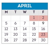 District School Academic Calendar for Highland Elementary for April 2027