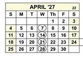 District School Academic Calendar for Brown (vencil) Elementary for April 2027