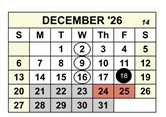 District School Academic Calendar for Brown (vencil) Elementary for December 2026