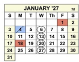District School Academic Calendar for Brown (vencil) Elementary for January 2027