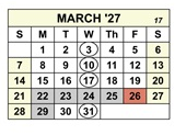 District School Academic Calendar for Brown (vencil) Elementary for March 2027