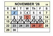 District School Academic Calendar for Brown (vencil) Elementary for November 2026