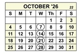 District School Academic Calendar for Brown (vencil) Elementary for October 2026