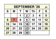 District School Academic Calendar for Brown (vencil) Elementary for September 2026
