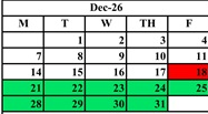 District School Academic Calendar for Pecos Elementary for December 2026