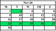 District School Academic Calendar for Pecos Elementary for November 2026