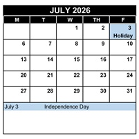 District School Academic Calendar for Killian Elementary for July 2026