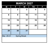 District School Academic Calendar for Killian Elementary for March 2027