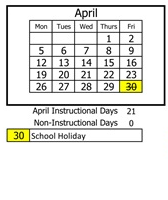 District School Academic Calendar for White Mountain Elem for April 2027