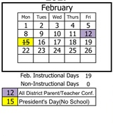 District School Academic Calendar for White Mountain Elem for February 2027