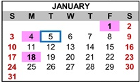 District School Academic Calendar for Father Keith B. Kenny Elementary Charter for January 2027