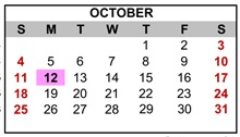 District School Academic Calendar for Father Keith B. Kenny Elementary Charter for October 2026