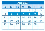 District School Academic Calendar for Jackson Magnet Elementary for April 2027