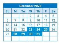 District School Academic Calendar for Jackson Magnet Elementary for December 2026