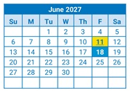 District School Academic Calendar for Jackson Magnet Elementary for June 2027