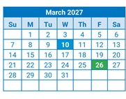 District School Academic Calendar for Jackson Magnet Elementary for March 2027