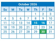 District School Academic Calendar for Jackson Magnet Elementary for October 2026