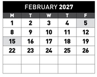 District School Academic Calendar for Hallman Elementary School for February 2027
