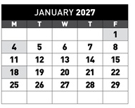 District School Academic Calendar for Hallman Elementary School for January 2027