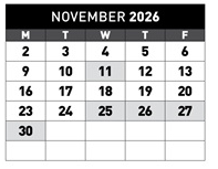 District School Academic Calendar for Hallman Elementary School for November 2026