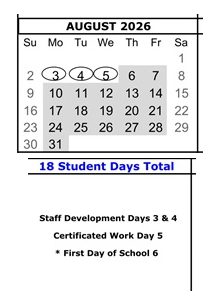 District School Academic Calendar for El Gabilan Elementary for August 2026
