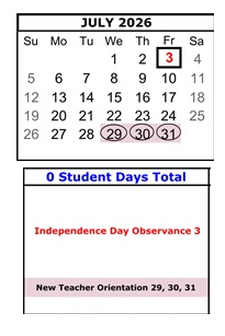 District School Academic Calendar for El Gabilan Elementary for July 2026