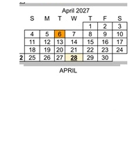 District School Academic Calendar for Harden Middle for April 2027