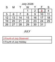 District School Academic Calendar for Harden Middle for July 2026