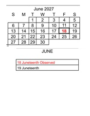 District School Academic Calendar for Harden Middle for June 2027