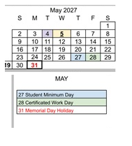 District School Academic Calendar for Harden Middle for May 2027