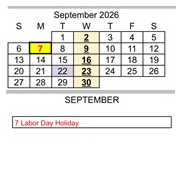 District School Academic Calendar for Harden Middle for September 2026
